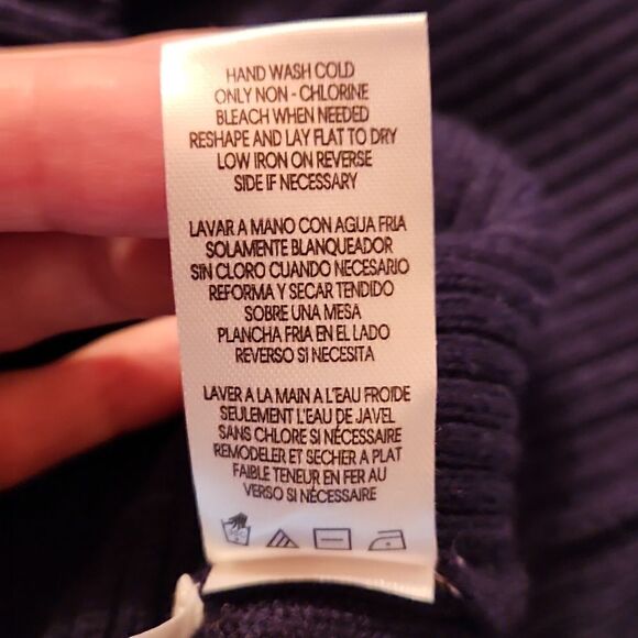 Calvin Klein Mock Neck Zip Up Knit Preppy Cardigan, Small, Blue w/ Gold Zipper - Picture 8 of 8